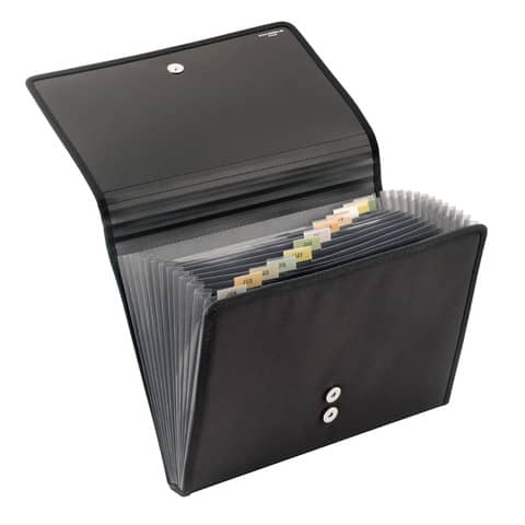 Textil-Fächermappe Office, A4, 12 Stück, schwarz VELOFLEX 4445 880