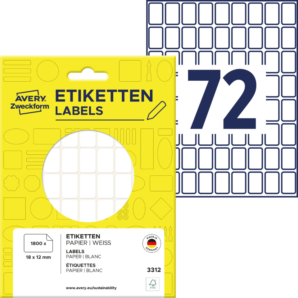 Etiketten, Labels, Papier, Weiss, 72er Pack