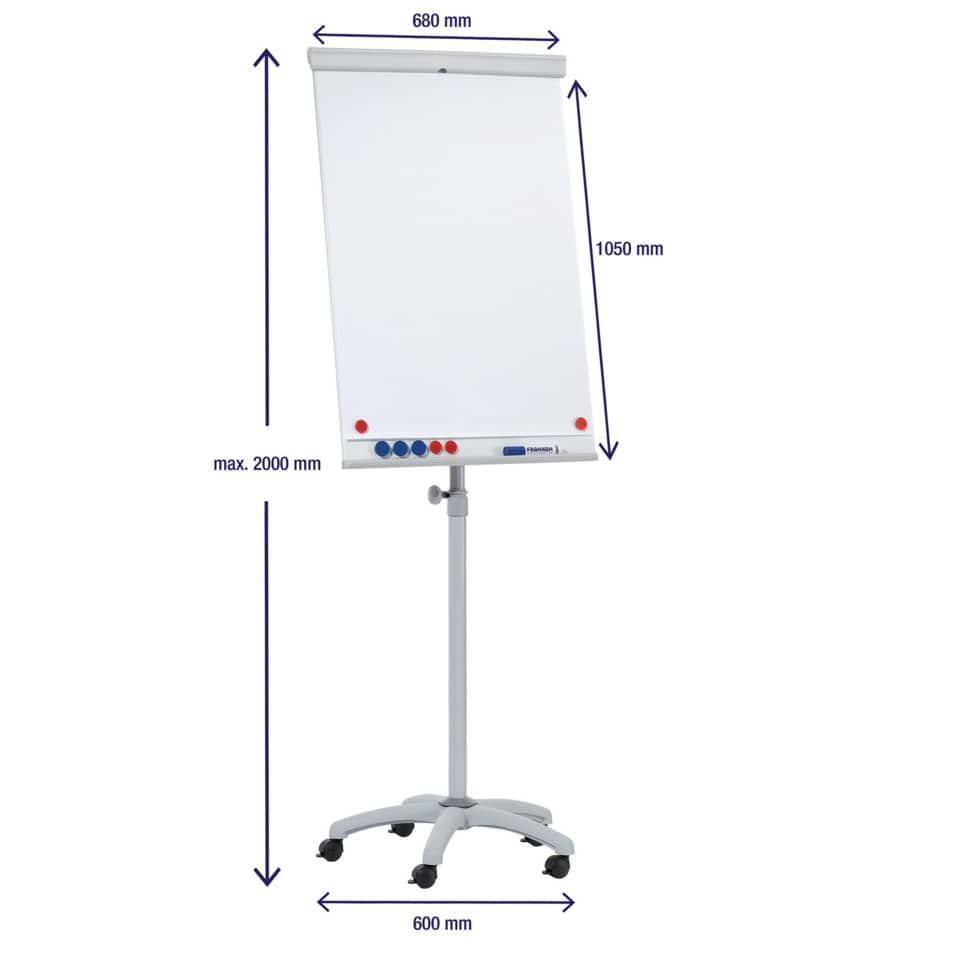 Flipchart, Whiteboard, Stativ, Mobil, Maße 680x1050mm