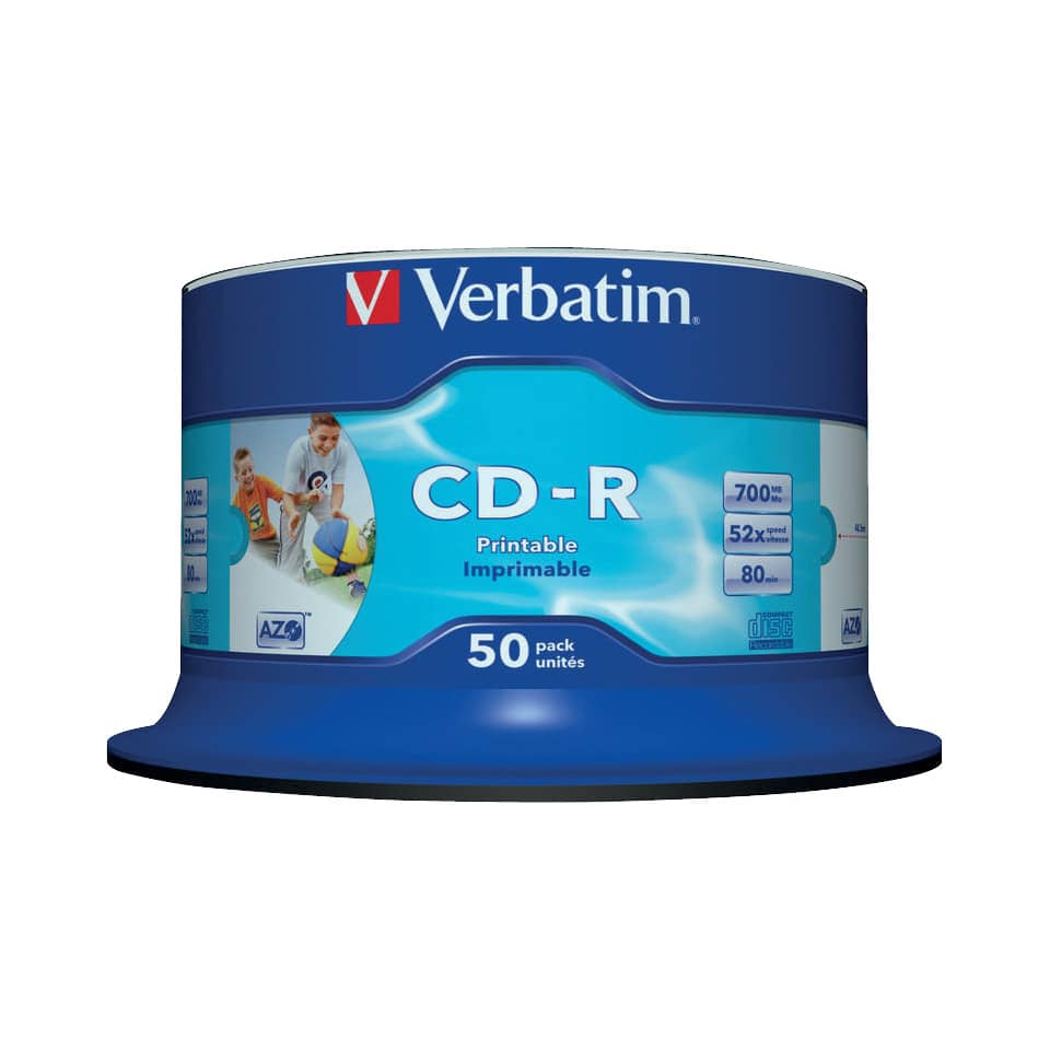 CD-R, Printable, Imprimable, 50 pack, Verbatim