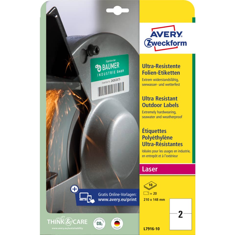  Etiketten,  Laser,  Folien-etiketten,  Outdoor,  Avery Zweckform