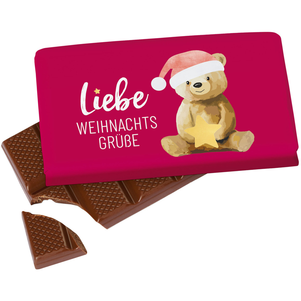 Schokolade, Tafel, Schokoladentafel, Tiermotiv, Weihnachtsdesign