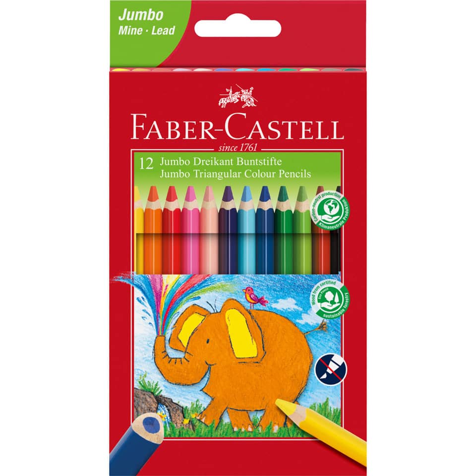 Buntstifte, Schachtel, 12 Stück, Dreiecksform, Kinderkunst