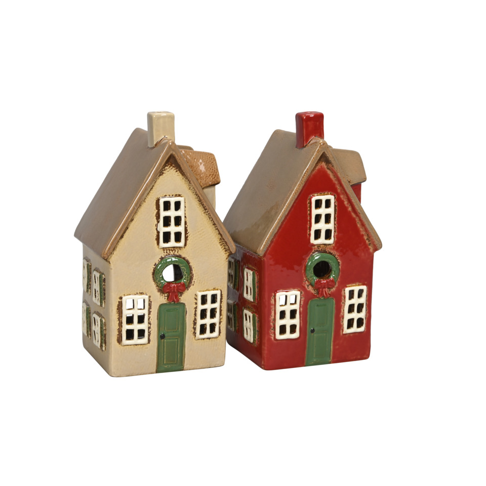 Miniaturhäuser, Dekohäuser, Weihnachtsdeko, Keramik, Mehrfarbig