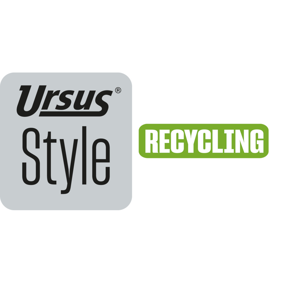 logo, Ursus Style, recycling, grüne Beschriftung, graues Quadrat