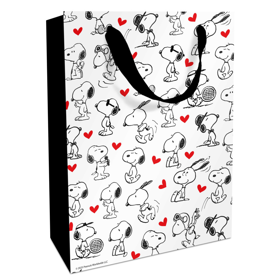 Papiertasche, Snoopy Muster, Herzchen, Charakter-Design, Tasche mit Henkel