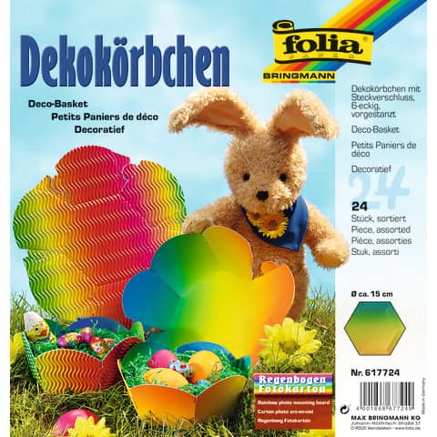 Osterkorb aus Regenbgkarton, 24 Stück, sortiert FOLIA 617724