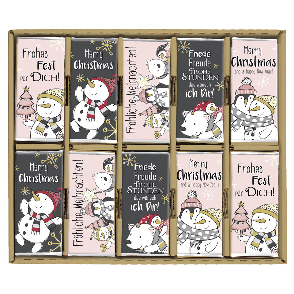 Schokoladenverpackungen, Weihnachtskarten, Schneemann, Niedliche Tiermotive, Winteredition