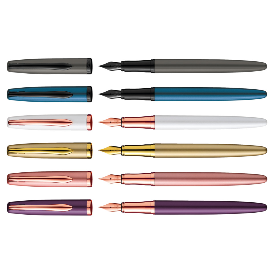 Füllfederhalter, Nib, Kappe, Tinte Farbe, Metallischer Look