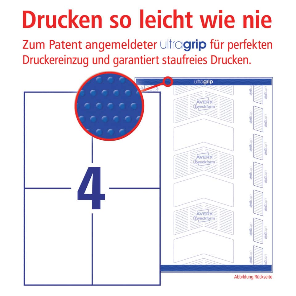 Druckbogen, Bedruckung, Drucklayout, Avery, Kalenderblatt