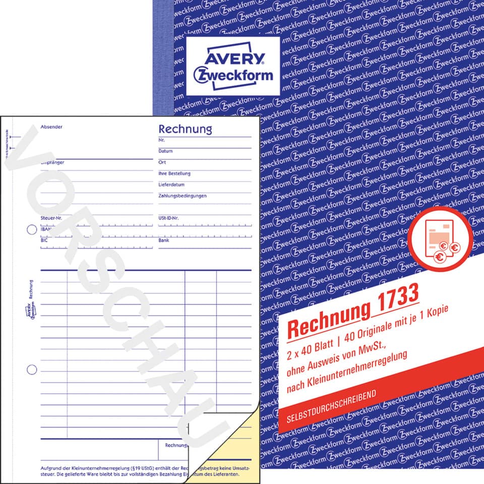  Rechnung, Absender, A4, Blatt, Kassenformular
