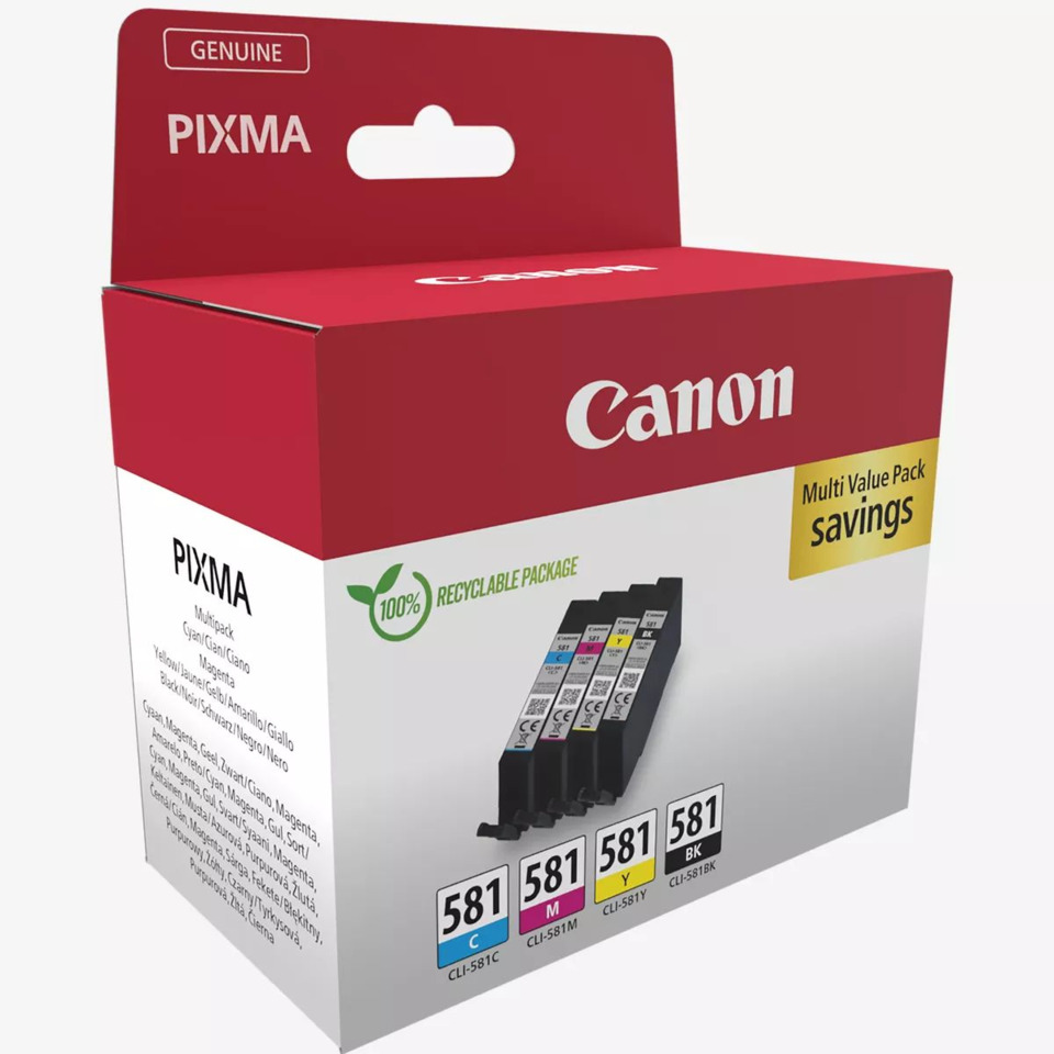 Tintenpatronen, Canon, Farbcodierte Patrone, Mehrfachpack, Recyclingverpackung