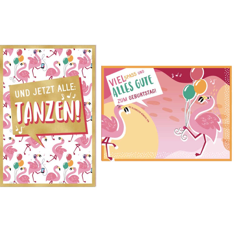 Flamingos, Geburtstagskarte, Grußkarte, Pink, Flamingo-Muster