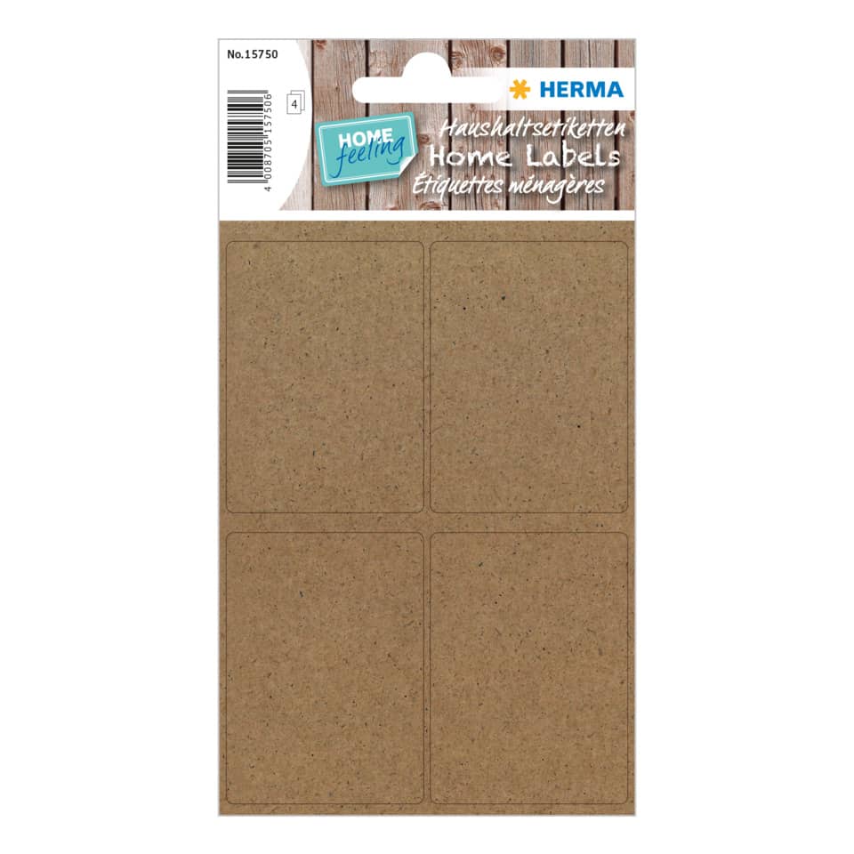 Haushaltsaufkleber, Kork, Etiketten, Home Labels, Viererblock