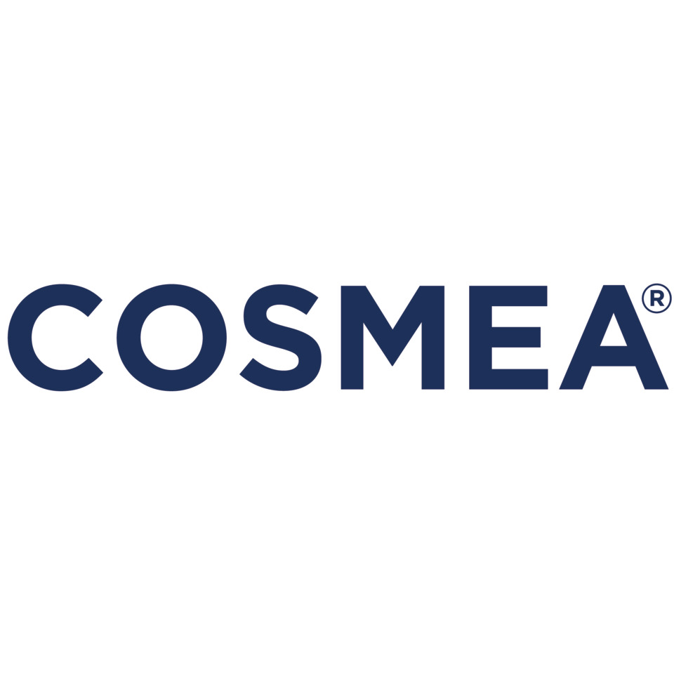 logo, cosmea, brand logo, blue text, wordmark