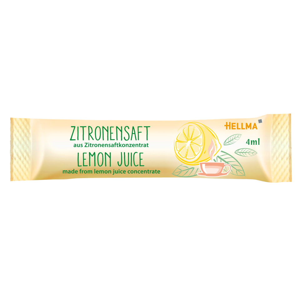 Lemon juice, Lemon concentrate, Einzeldose?, Trinkbeutel, 4 ml