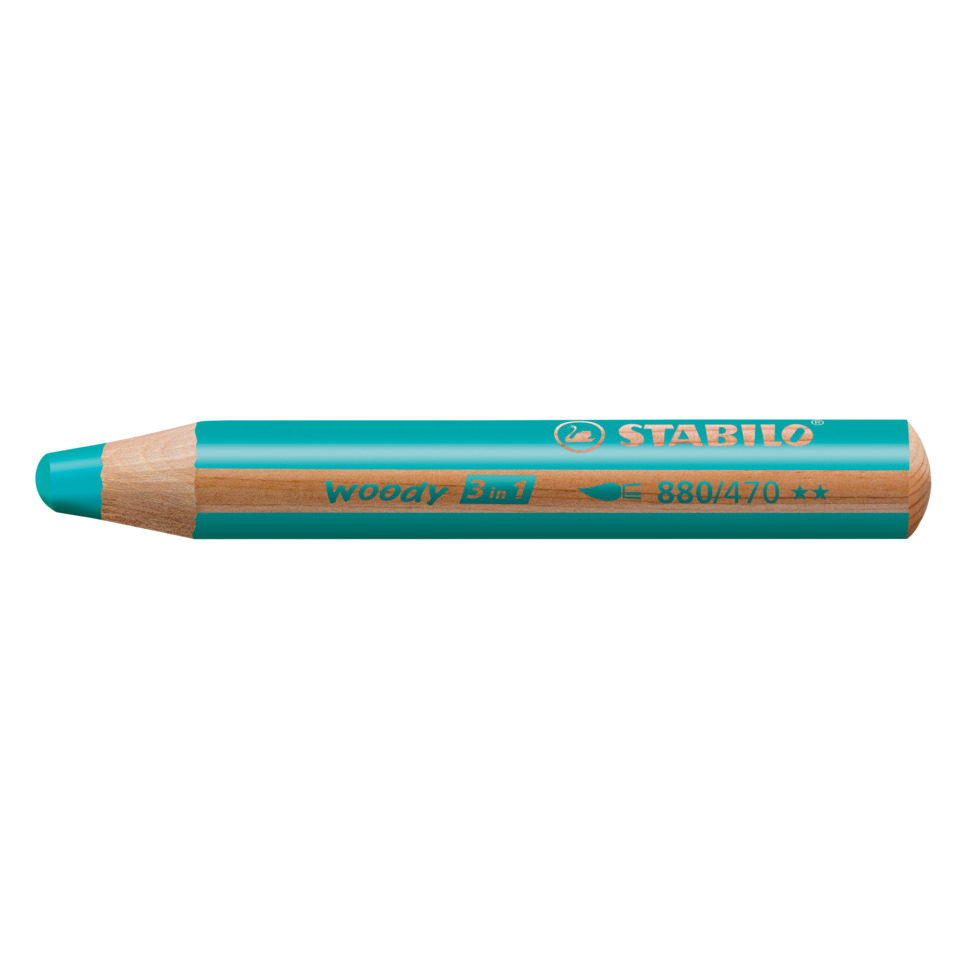 Kunststoffstift, Wachsstift, 3-in-1, Holzmaserung, Türkis
