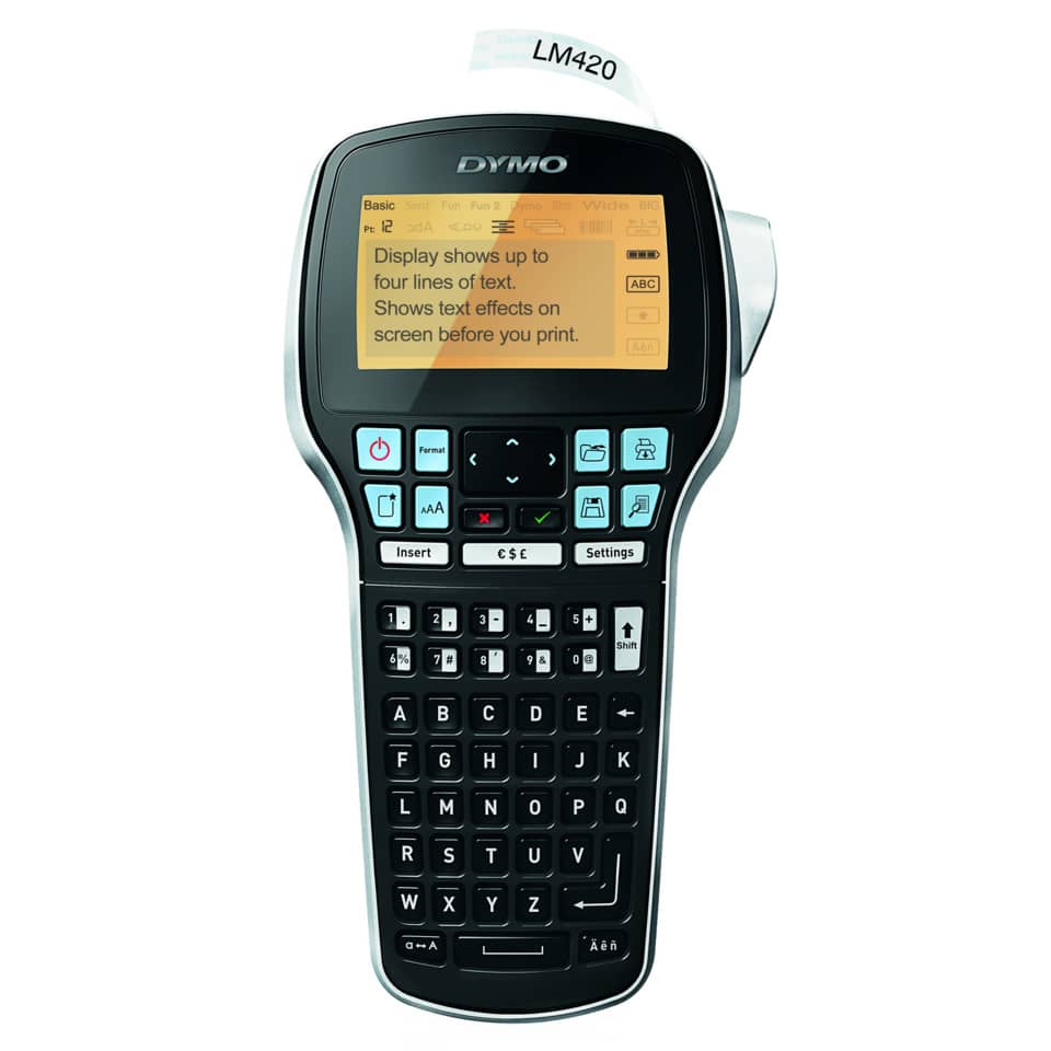Handheld, Scanner, LCD display, QWERTY keyboard, Dymo LM420