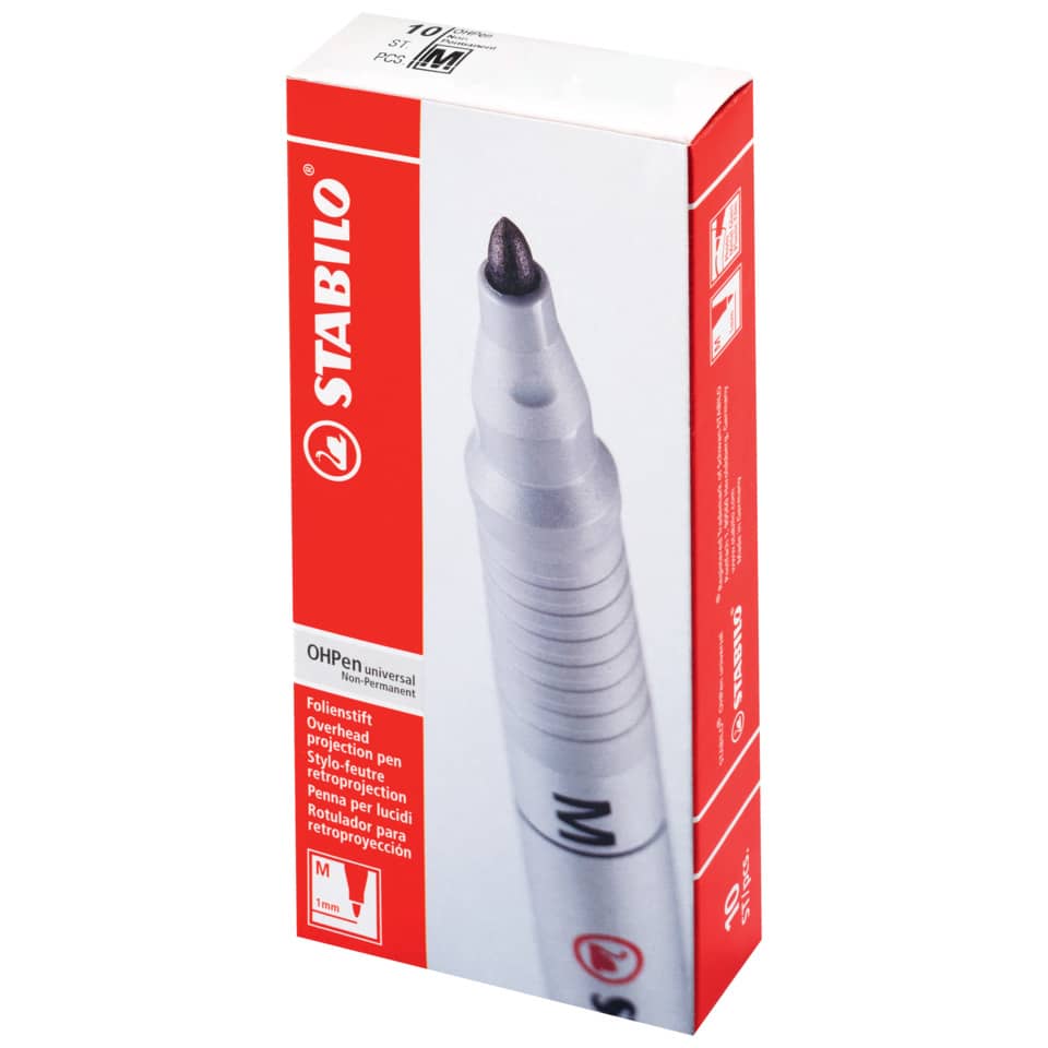 universeller Stift, Projektionsstift, OHPen, Filspitze, rote Verpackung