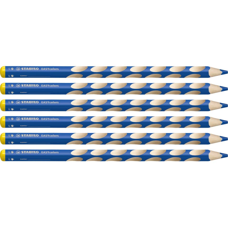 Bleistifte, blaue Bleistifte, Holzbleistifte, gummi? nicht sichtbar, HB-Bleistifte, gelbes Ferrule, Punktemuster, Stabilo EasyColors