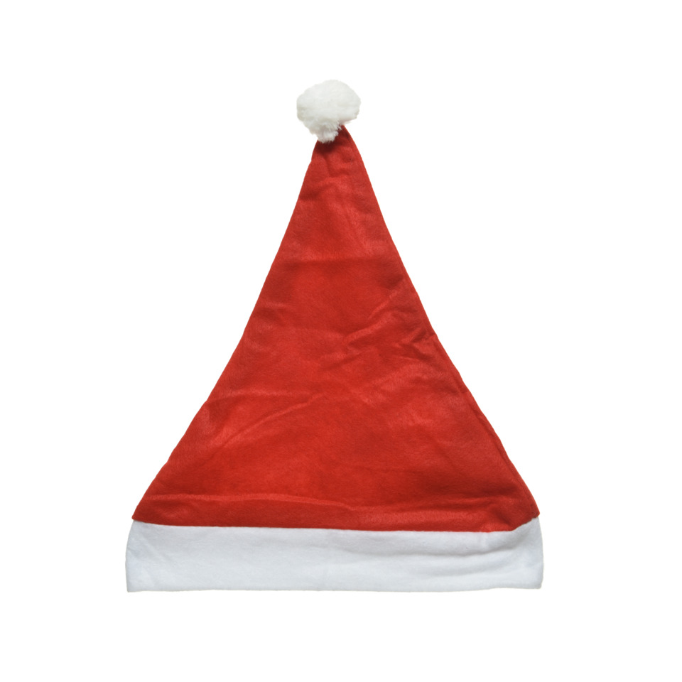 Santa-Hut, rote Hut, fluffiger Bommel, Stoff, Kante/Saum