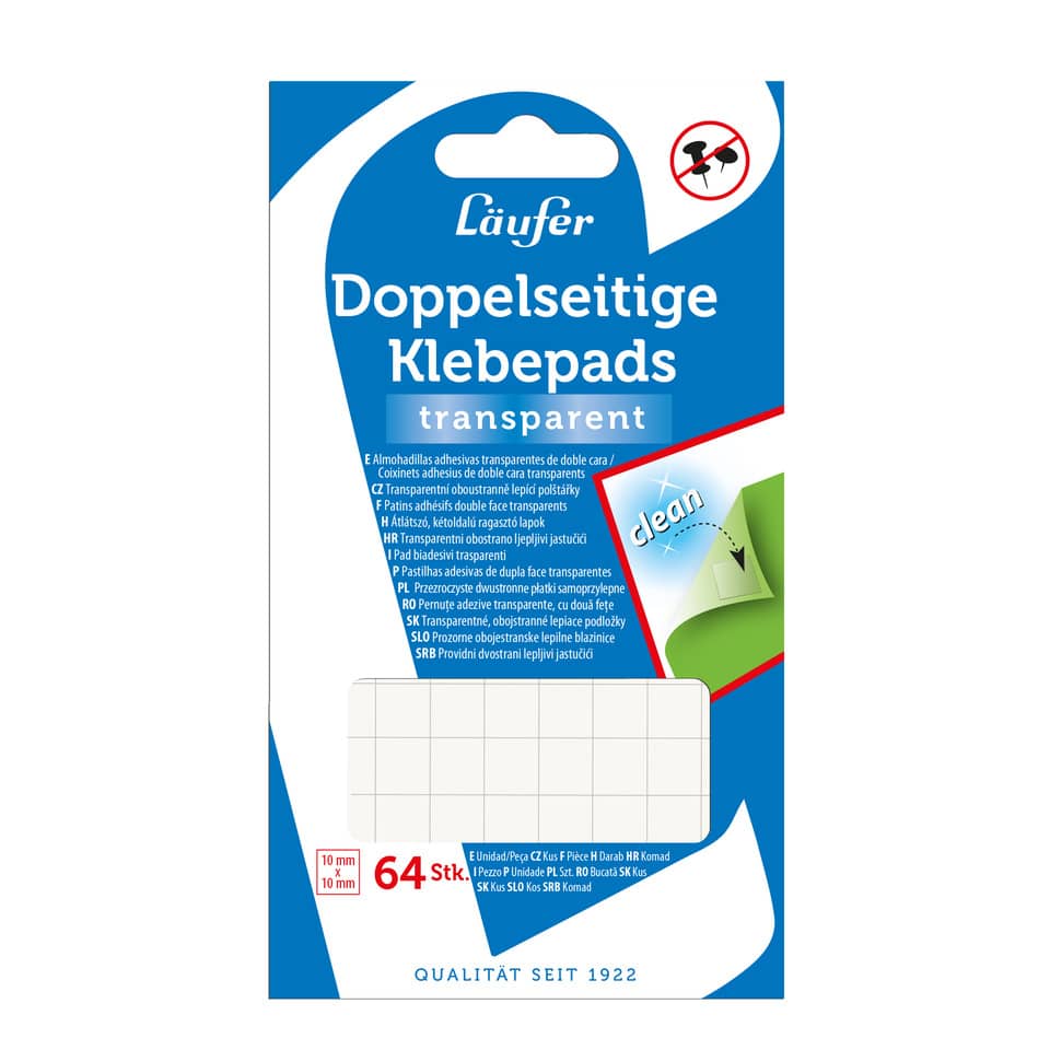 Klebepads, Doppelseitig, transparent, 64Stk, Klebestabschnitt