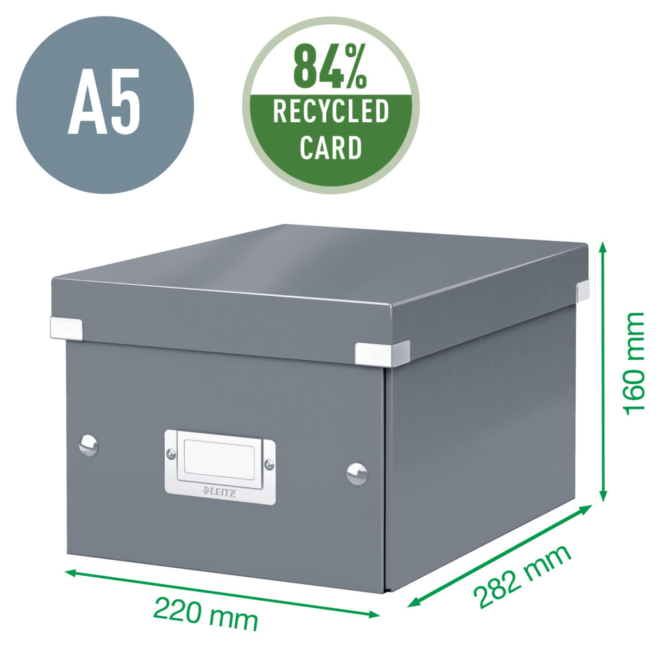 A5, Recycling card, Box, Storage box, Gray, box, storage, gray, dimensions 160x220x282, lid