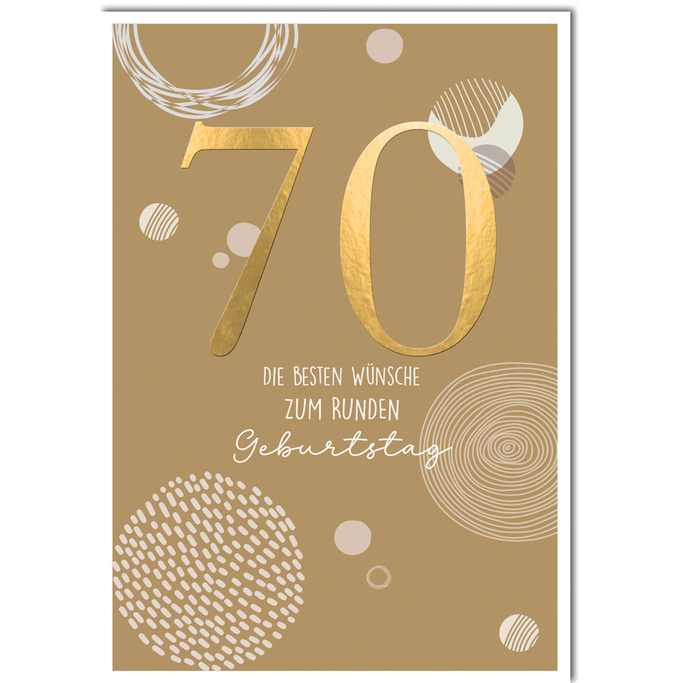 gold, 70, Geburtstagskarte, Glitzer, Muster
