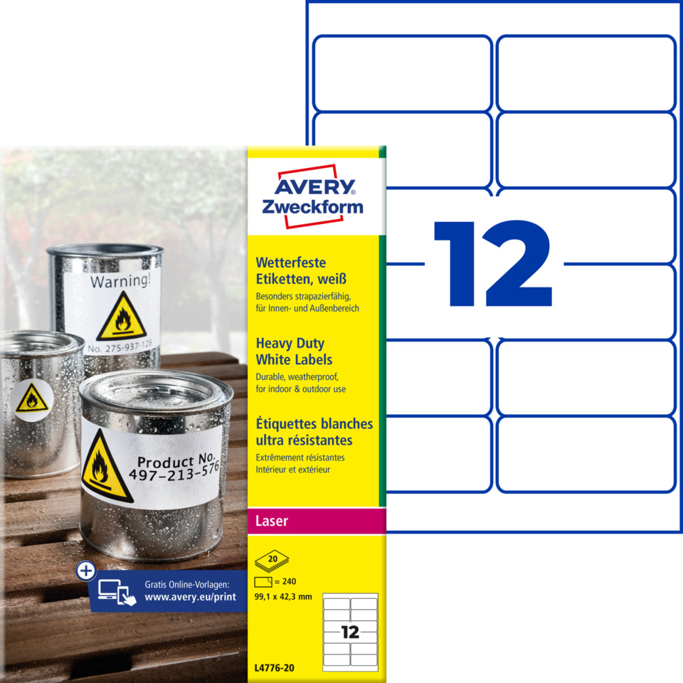 Etiketten, Zubehör, Laser, Reinigungsunterlage, Avery