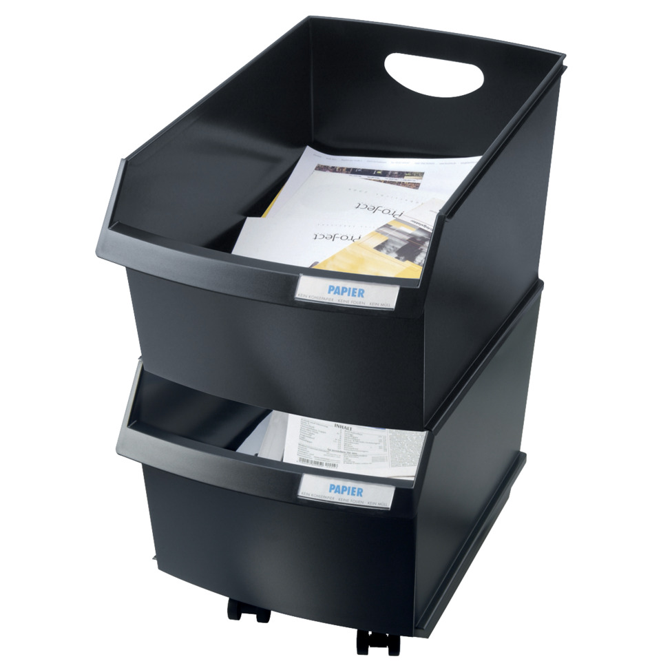 Papierkorb, Ablage, Papiersortierkasten, Schwarz, Rollkörbe