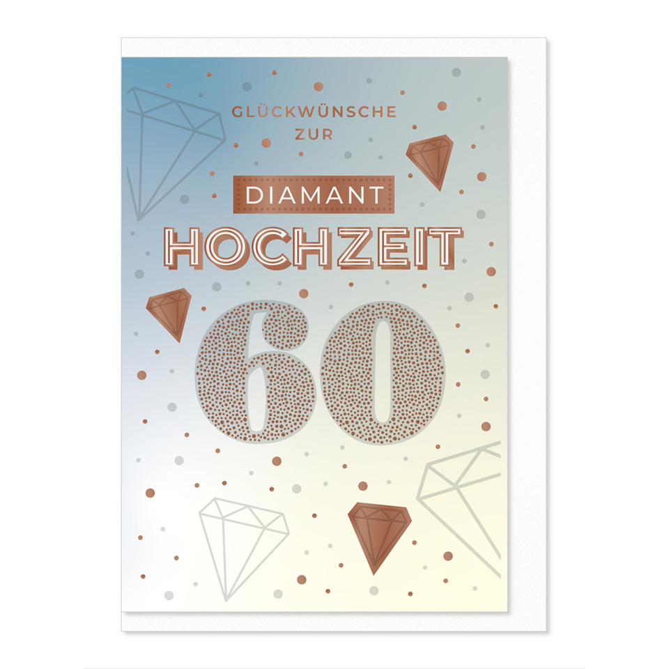 hochzeit, karte, diamant, 60, feier
