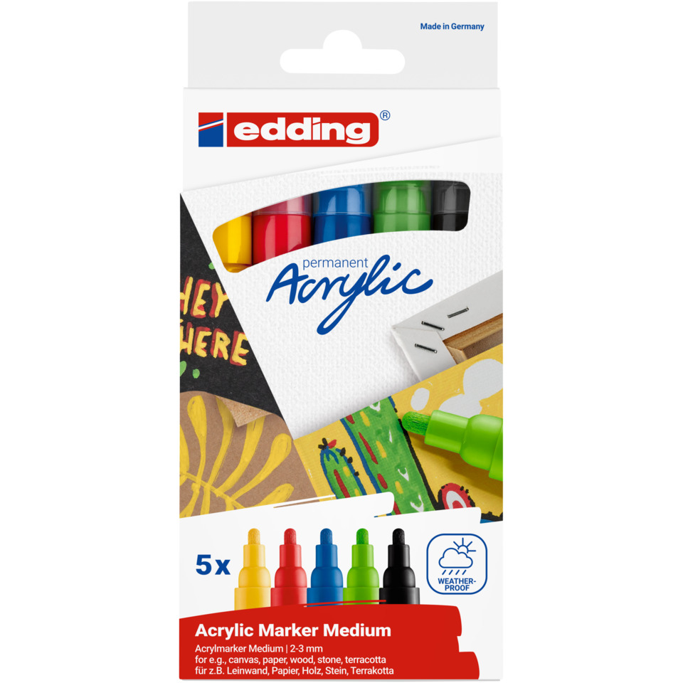Acrylicer Marker, Marker-Set, Permanentmarker, Malwerkzeug, 5 Farben