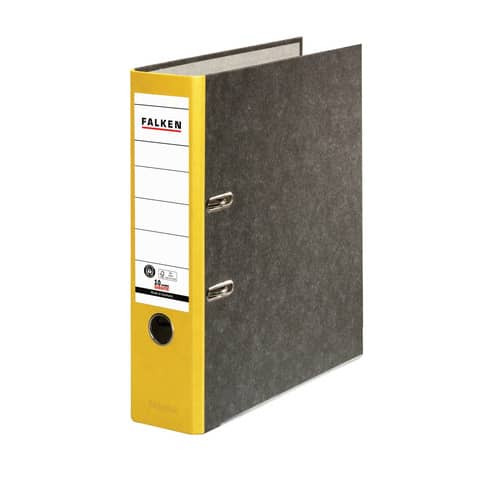 Ordner Wolkenmarmor Recycling, A4, 80mm, schwarz/gelb FALKEN 80024813