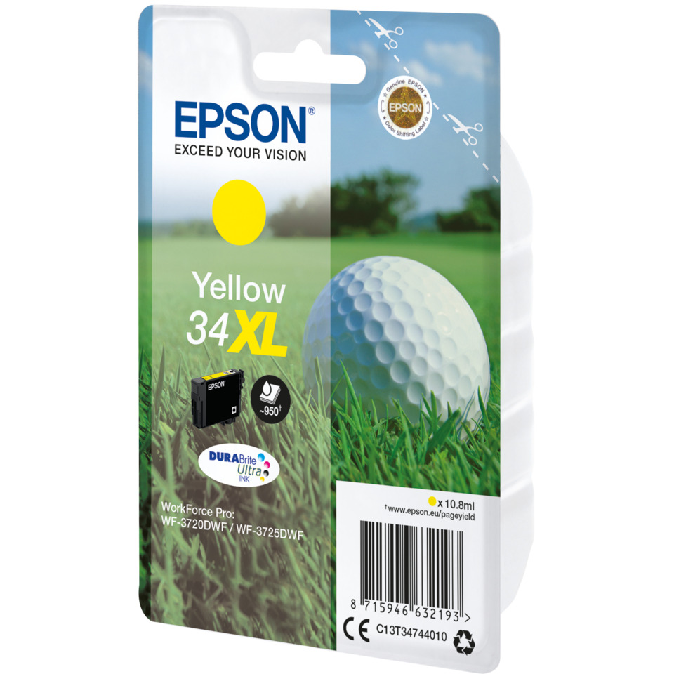 Golfball, Yellow ink, XL cartridge, DURABrite, Epson compatibility