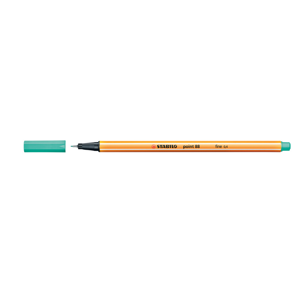 Stabilo Stift, Fineliner, Orangener Körper, Kappe türkis, dünne Mine 0,4