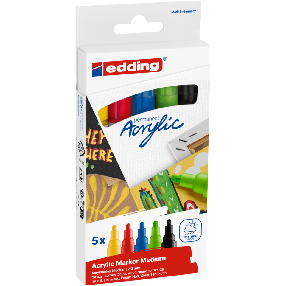 Acrylic markers, Medium size, Assorted colors, Waterproof, Markers pack