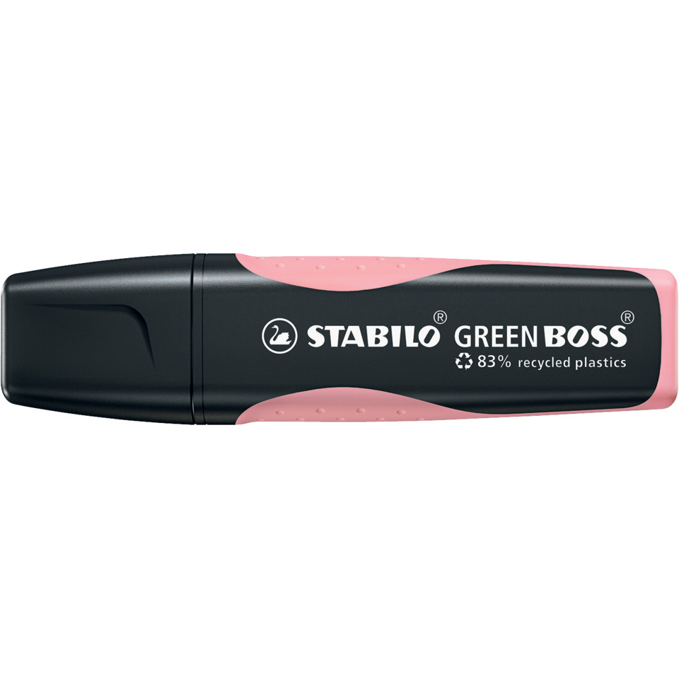 highlighter, Marker, pink grip, black body, recycled plastic