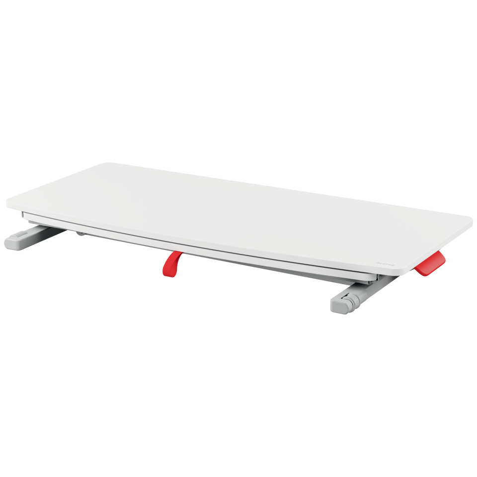 Laptop-Ständer, Verstellbarer Ständer, Weiße Farbe, Rote Akzente, Kabel-freies Design, Tastaturablage, verstellbar, Schreibtischhalterung, Schubfach, roter Hebel