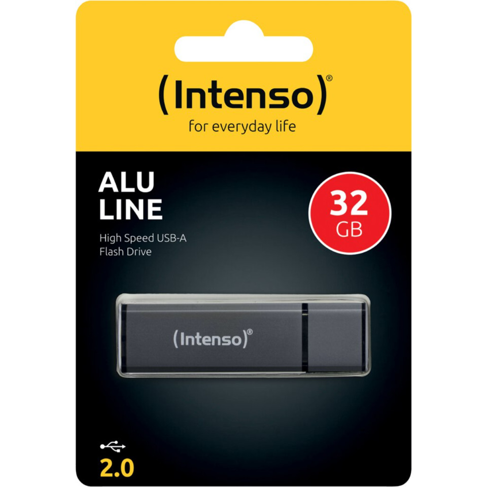 USB-A, USB-Stick, 32GB, Alu Line, Intenso