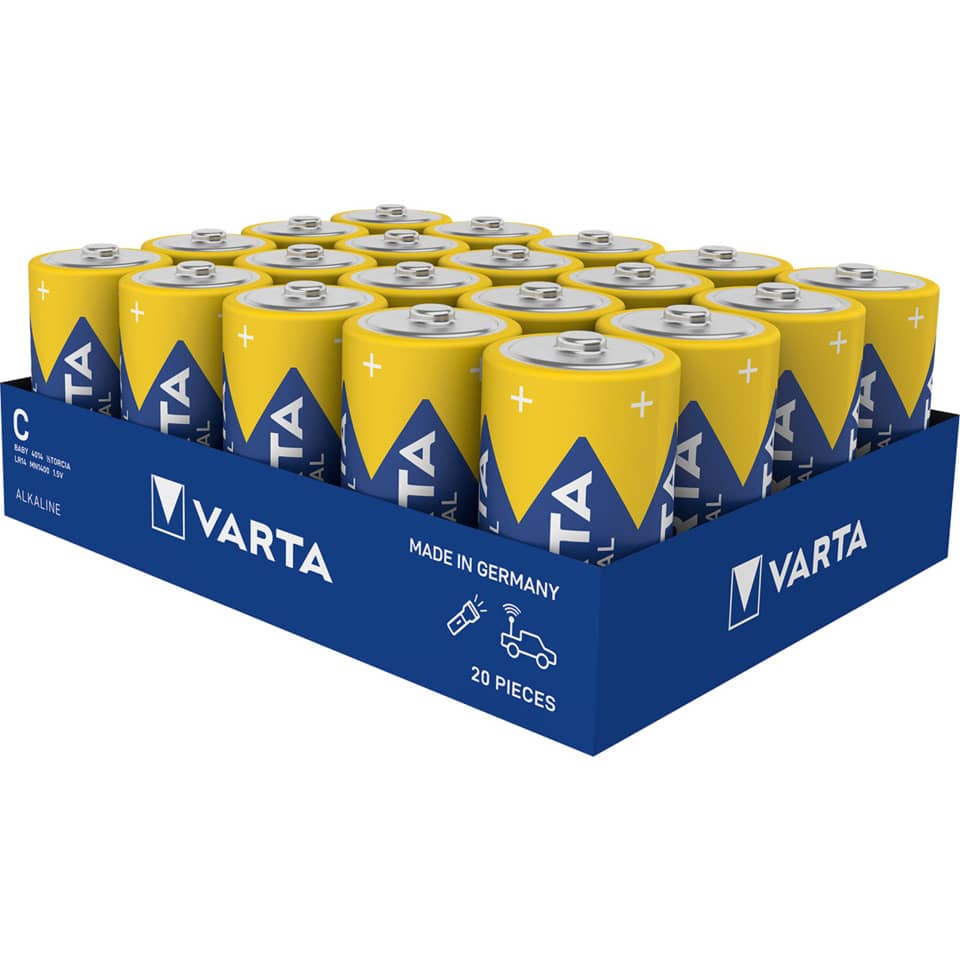 Alkaline-Batterien, AA-Größe, 20 Stück, Gelb-Blau Verpackung, Hergestellt in Deutschland