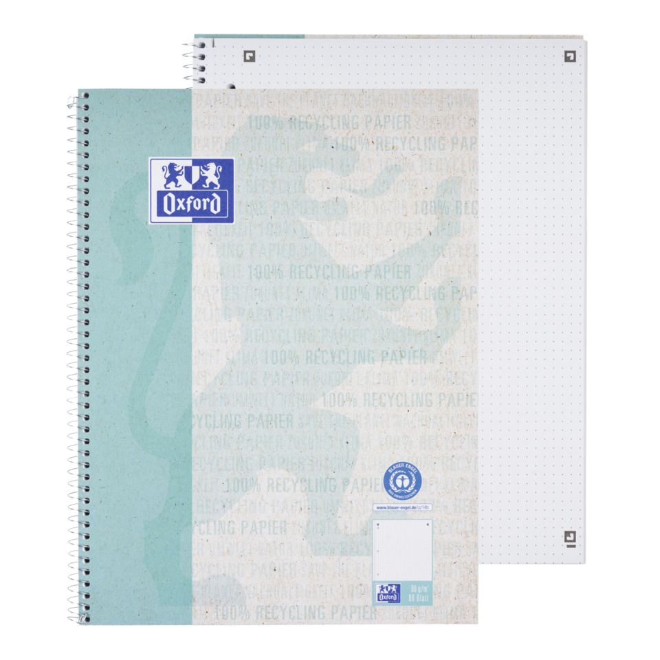 Notizbuch, Spiralbindung, Oxford, Kopie-Papier, Recycling-Papier