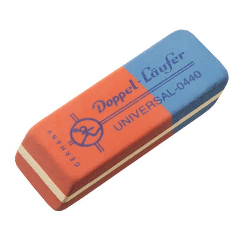 Radierer Universal, Kautschuk, 55x19x8,5 mm, Kombi, rot-blau LÄUFER 04400
