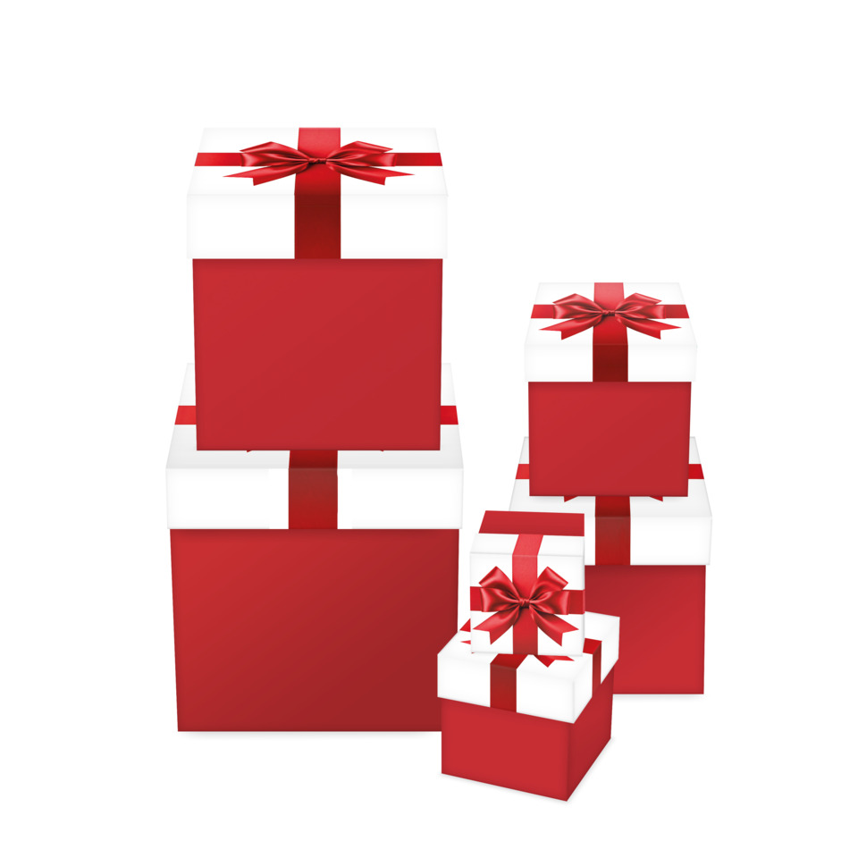 GeschenkverPACKung, Geschenkboxen, Rot, Schmuckband, Kartonpakete