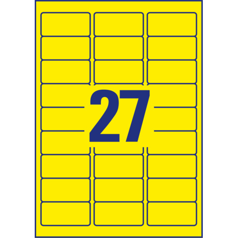Farbige Etiketten, 63,5x29,6mm, 675 Stück, neongelb AVERY ZWECKFORM L6004-25