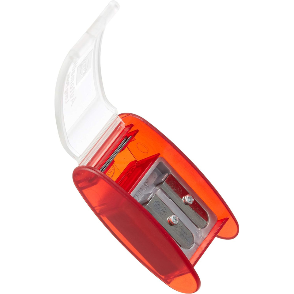 Bleistiftspitzer, Mini-Spitzer, Plastik, Zweihöhliger Spitzer, Orange