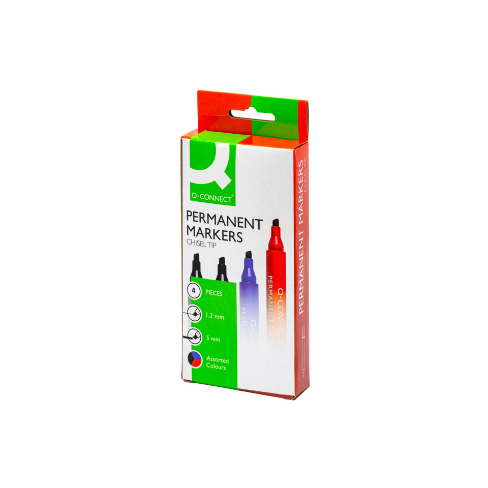 Permanentstifte, Marker, Chisel Tip, 4 Farben, Schriftfarbe