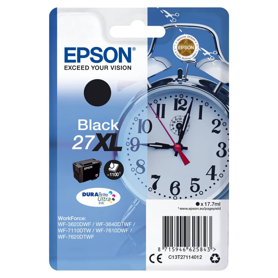 Tintenpatrone, Schwarz, 27XL, DuraBrite, EPSON