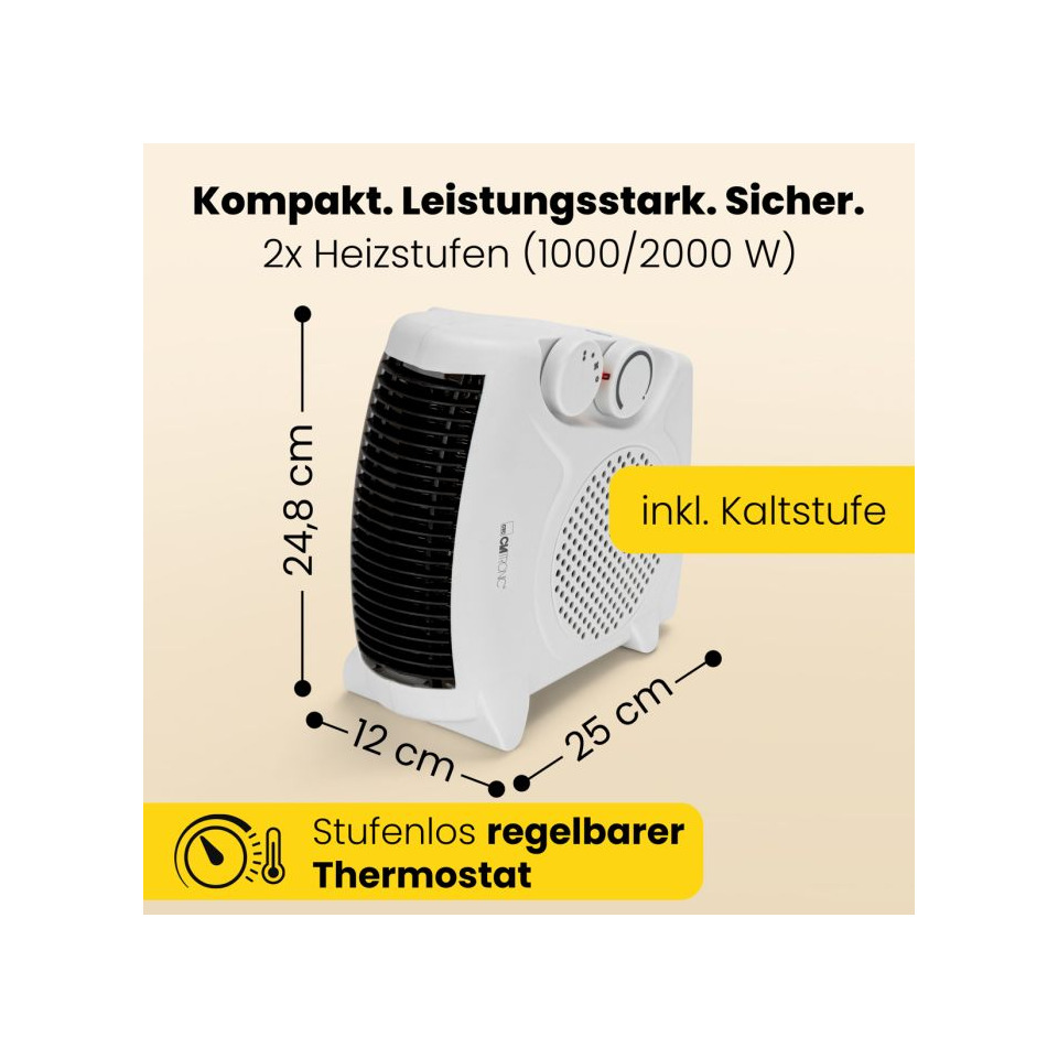 Heizgerät, Thermostat, Kompakt, Kalte Stufe, 2 Heizstufen