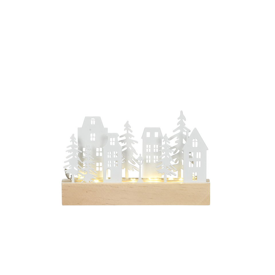 Weihn.Deko Stadt mit LED weiß/natur 670290000200 Eisen 20x3,5x12,5cm