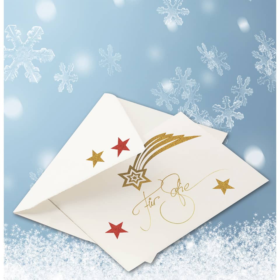 weihnachtskarte, karte, weihnachtsgruß, sternendesign, goldene akzente
